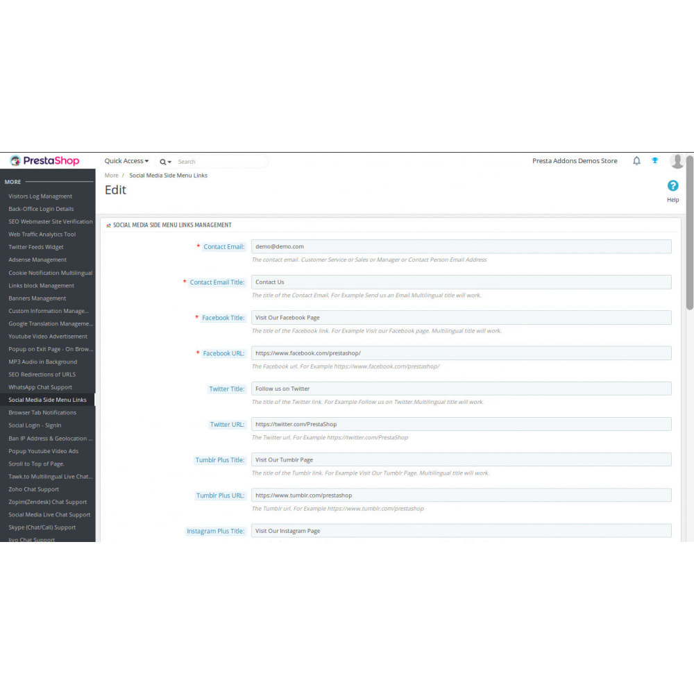 module - Widgets sozialer Netzwerke - Social Media Sidebar Links Buttons - 6