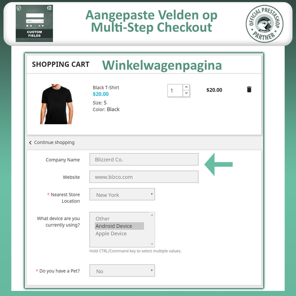 module - Registratie en Proces van bestellingen - Voeg aangepaste afrekenvelden toe - 4