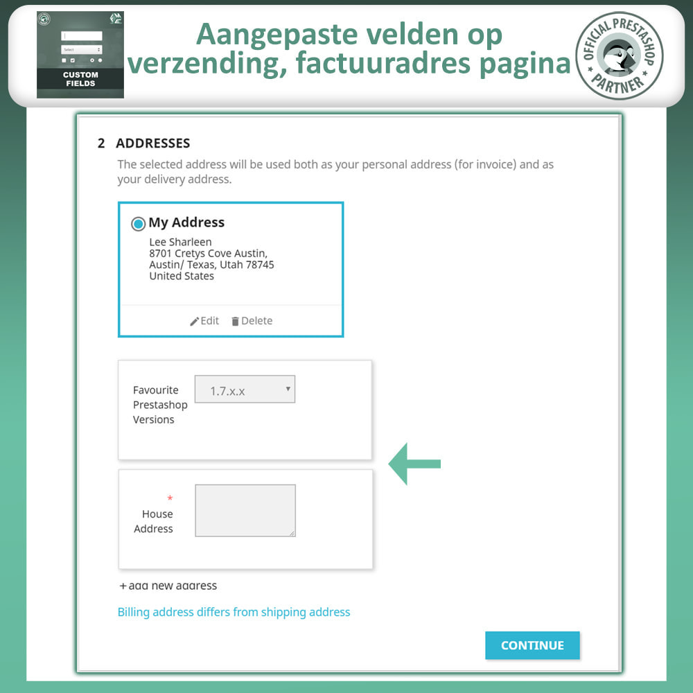 module - Registratie en Proces van bestellingen - Voeg aangepaste afrekenvelden toe - 5