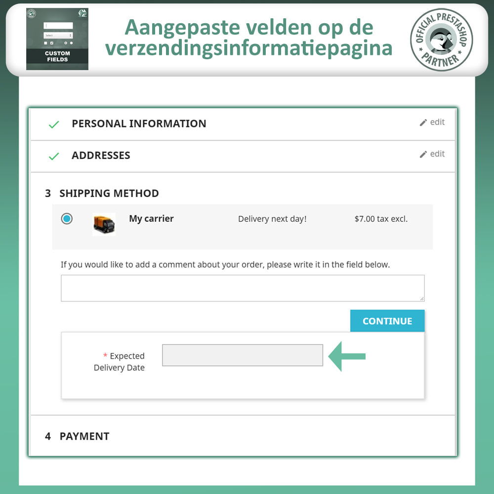 module - Registratie en Proces van bestellingen - Voeg aangepaste afrekenvelden toe - 6