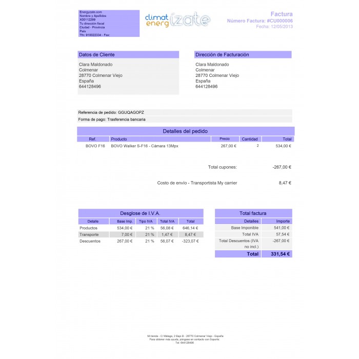customized invoice prestashop addons