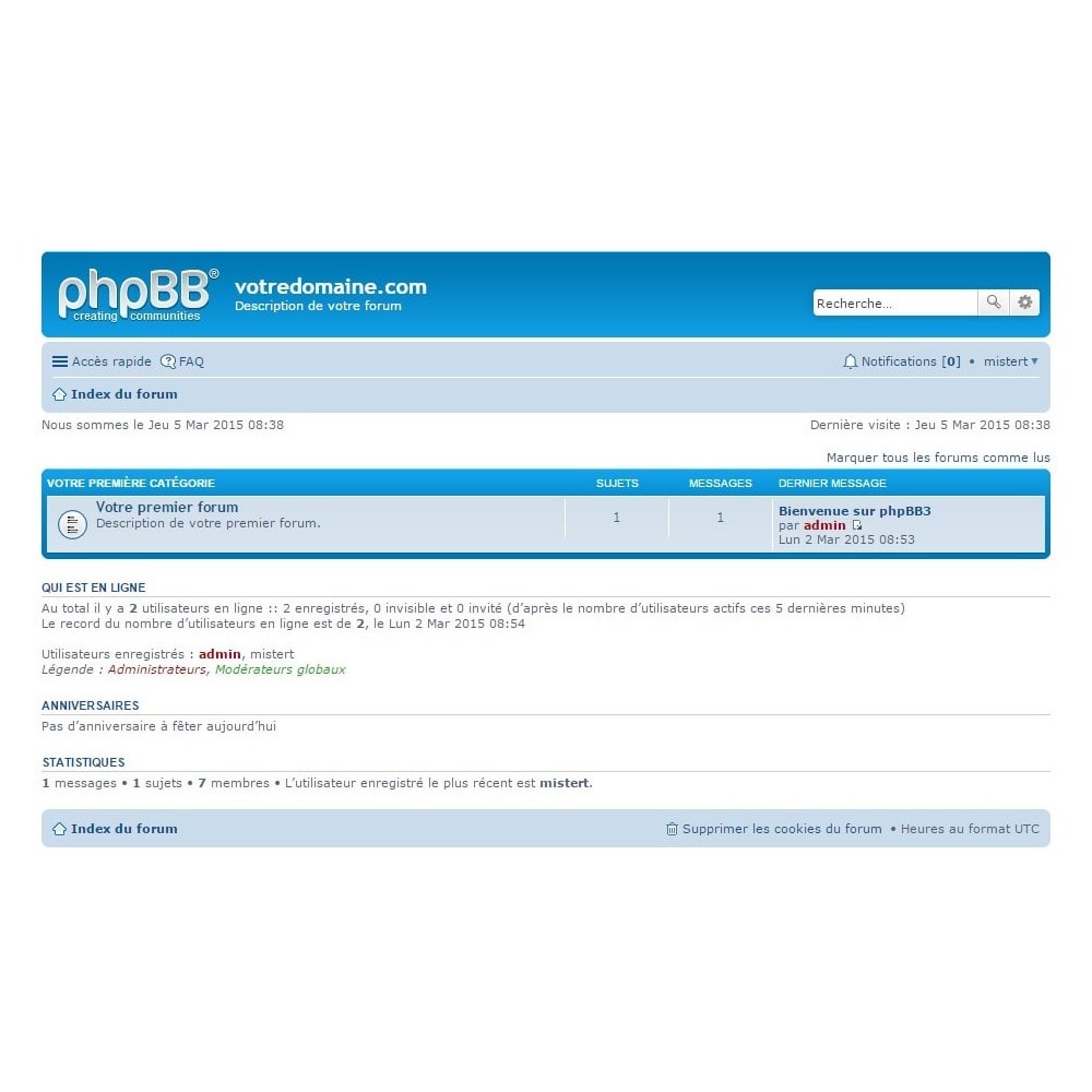 module d'installation phpbb 3 forums