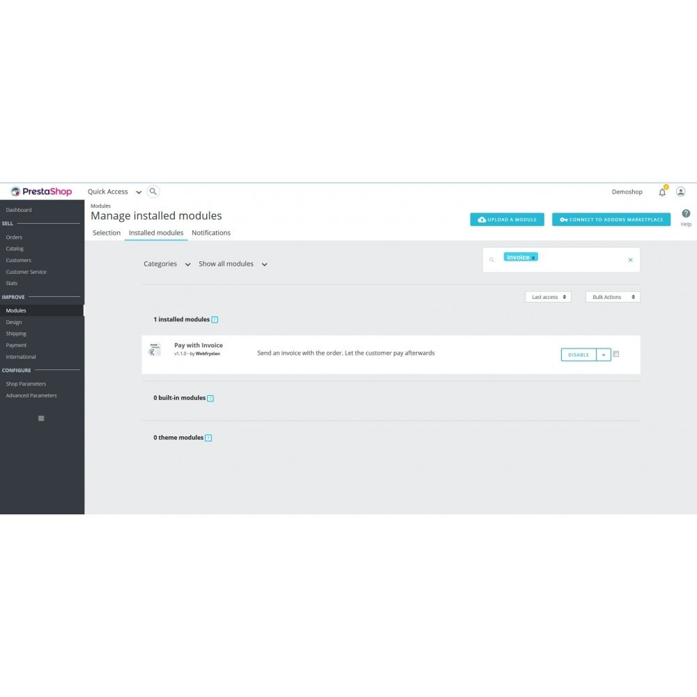 pay by invoice prestashop addons