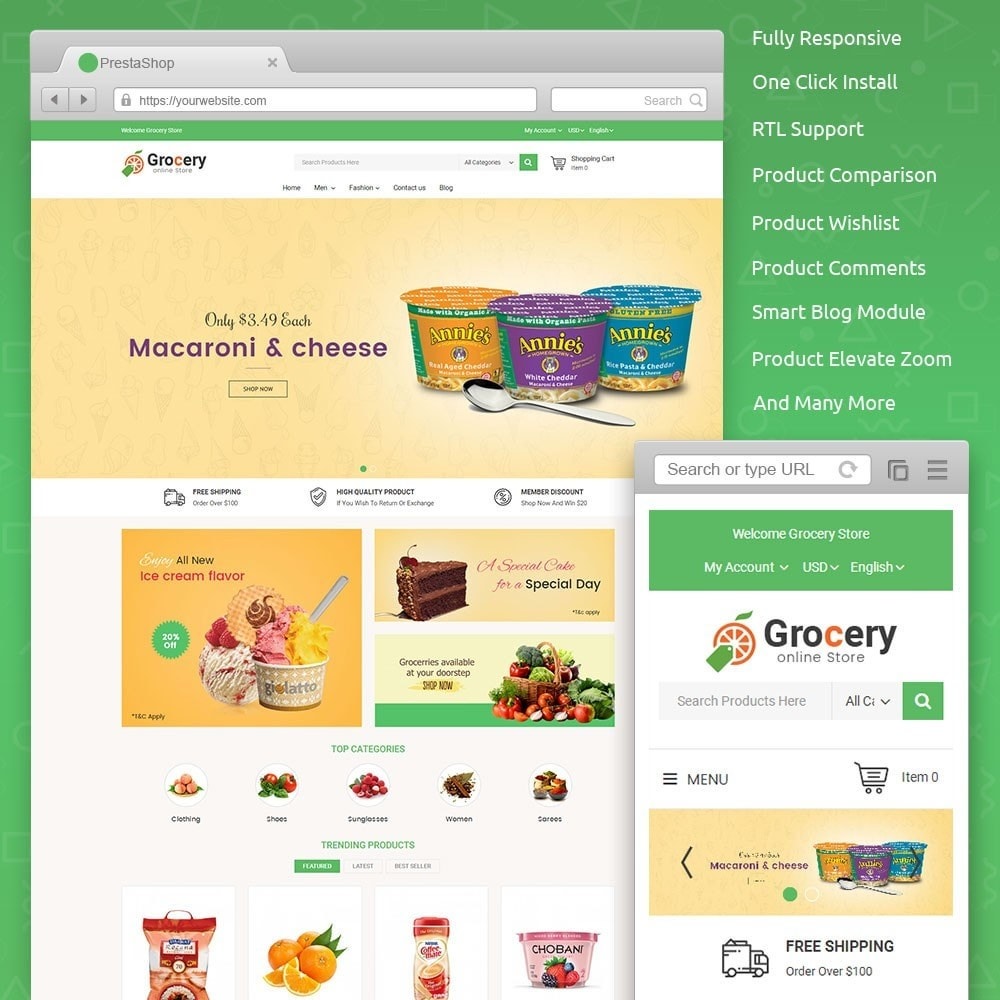 online grocery store prestashop addons